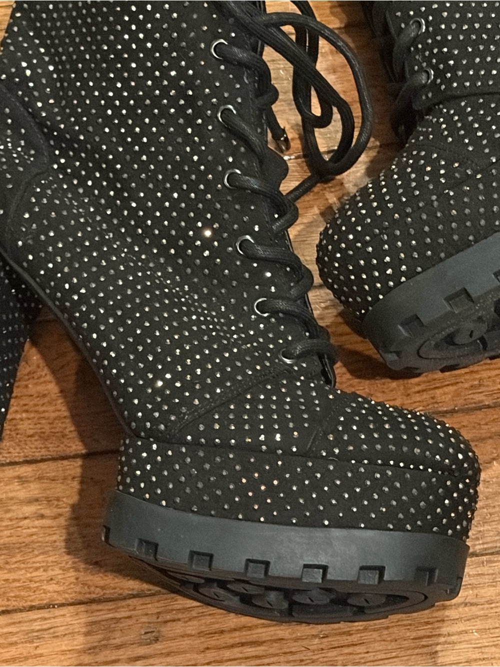 NEW Jessica Simpson Irella-2 Platform Black Suede Sparkle Size 7.5 - Picture 6 of 15
